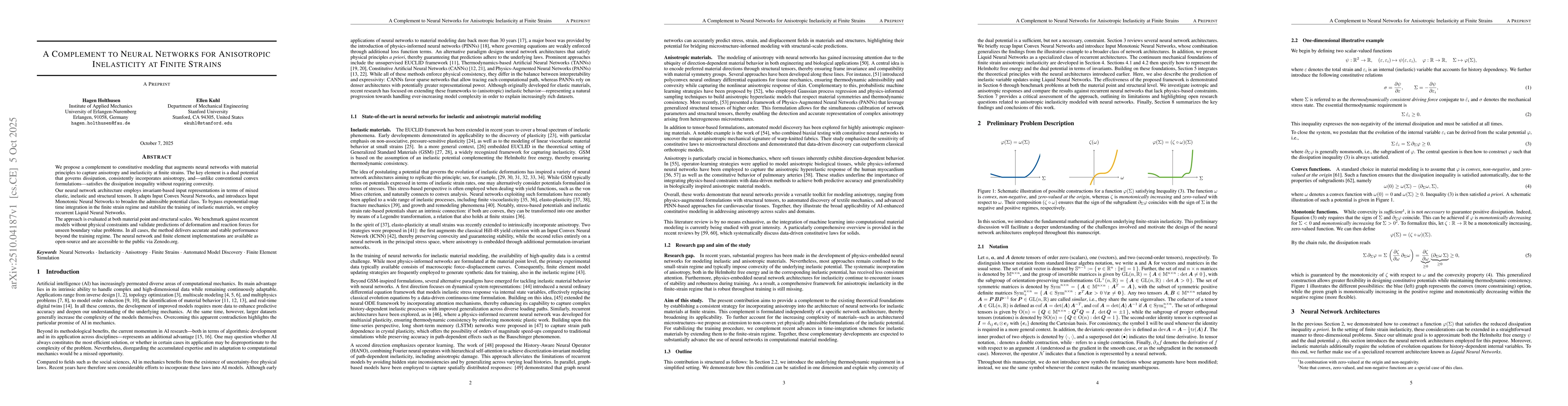 Thumbnail for A Complement to Neural Networks for Anisotropic Inelasticity at Finite
  Strains