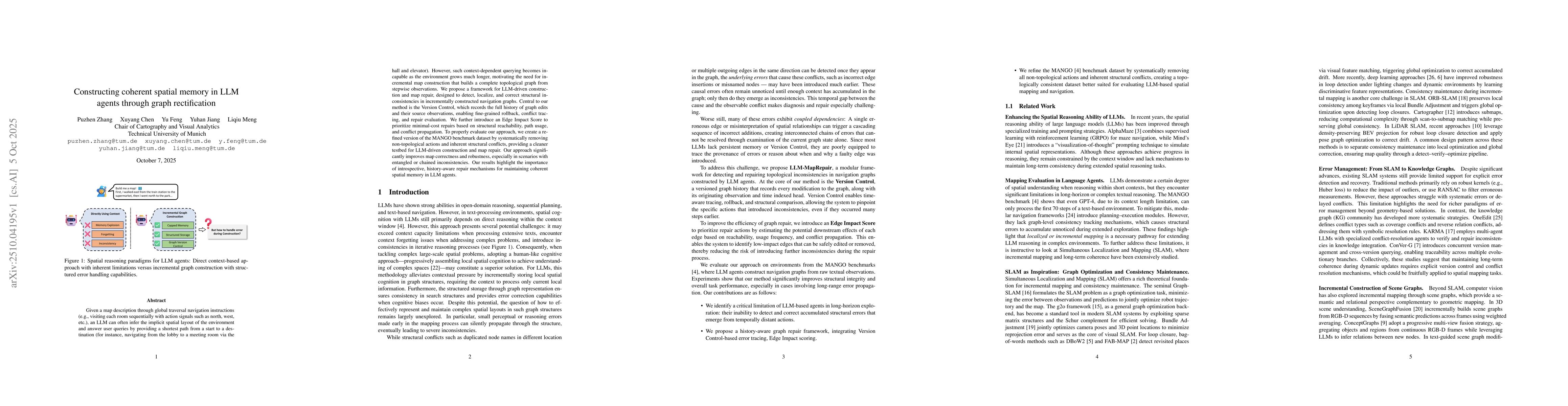 Thumbnail for Constructing coherent spatial memory in LLM agents through graph
  rectification