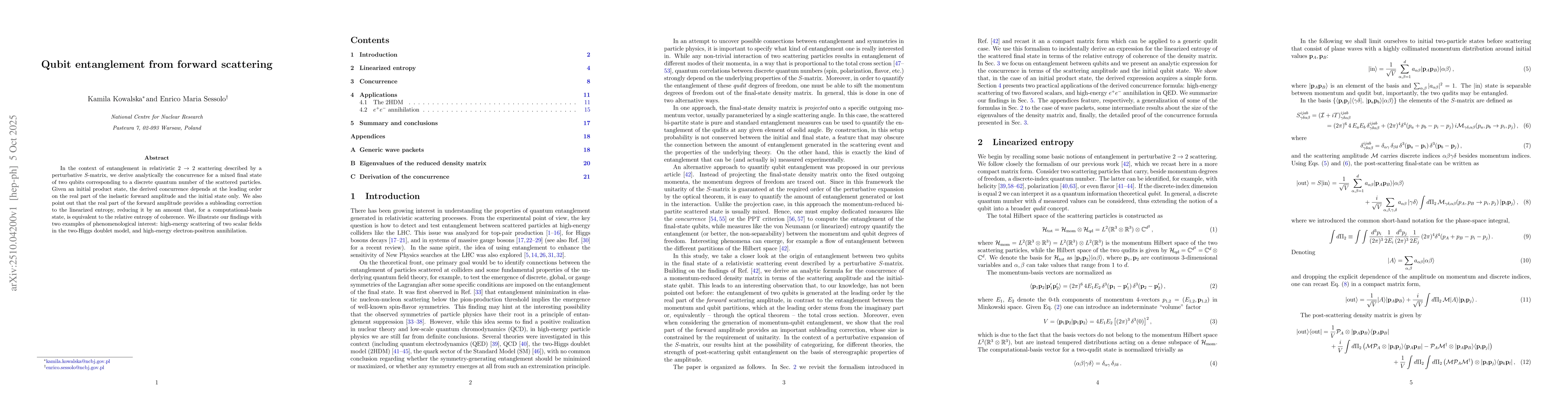 Thumbnail for Qubit entanglement from forward scattering