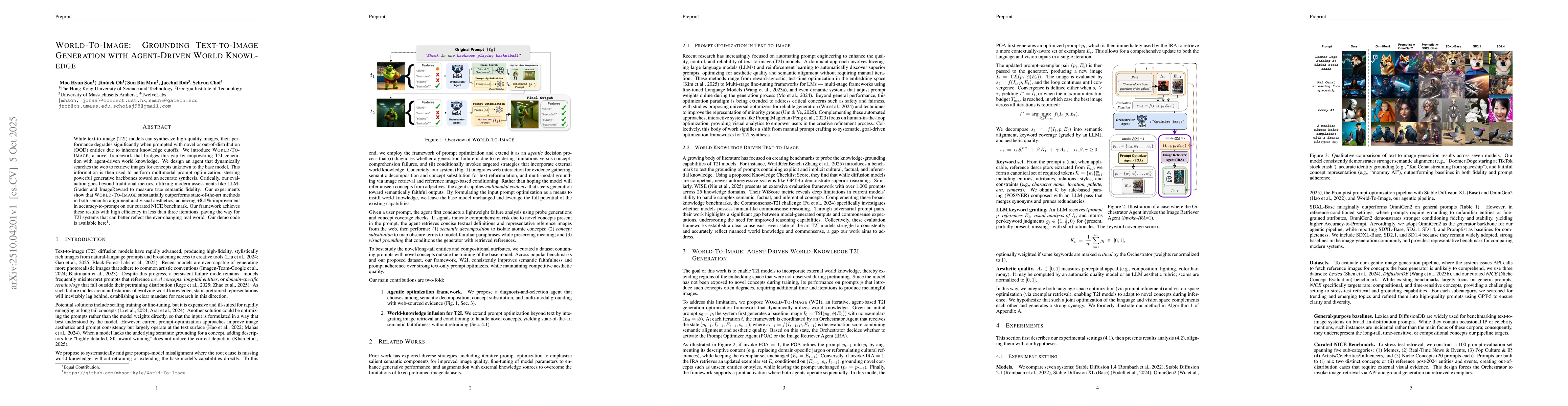 Thumbnail for World-To-Image: Grounding Text-to-Image Generation with Agent-Driven
  World Knowledge