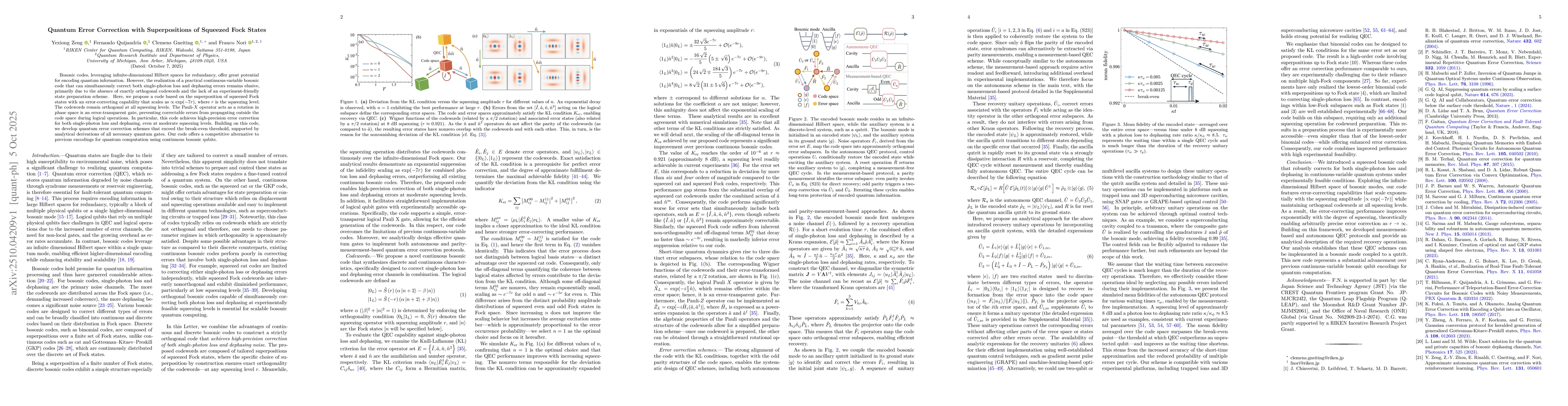 Thumbnail for Quantum Error Correction with Superpositions of Squeezed Fock States