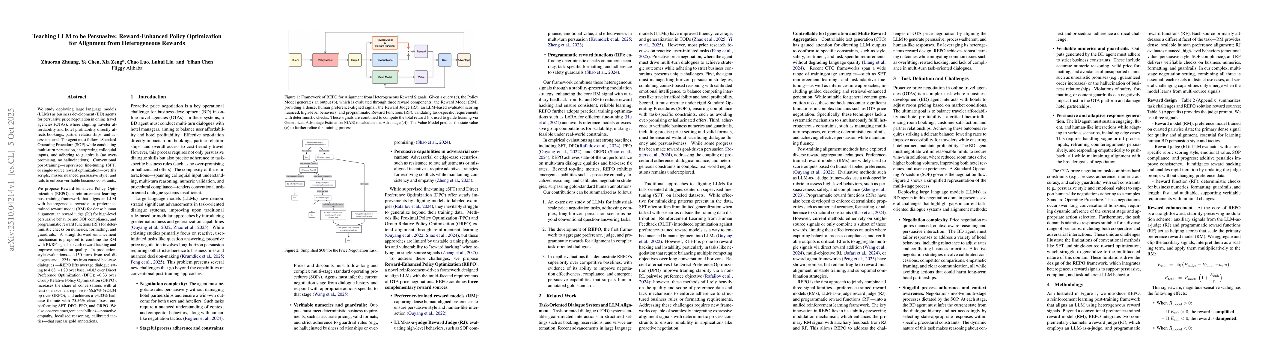 Thumbnail for Teaching LLM to be Persuasive: Reward-Enhanced Policy Optimization for
  Alignment frm Heterogeneous Rewards