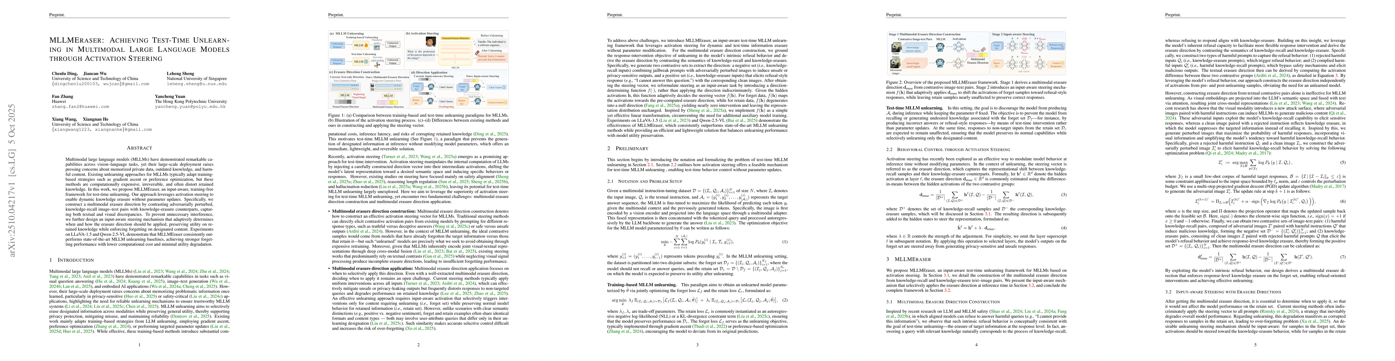 Thumbnail for MLLMEraser: Achieving Test-Time Unlearning in Multimodal Large Language
  Models through Activation Steering