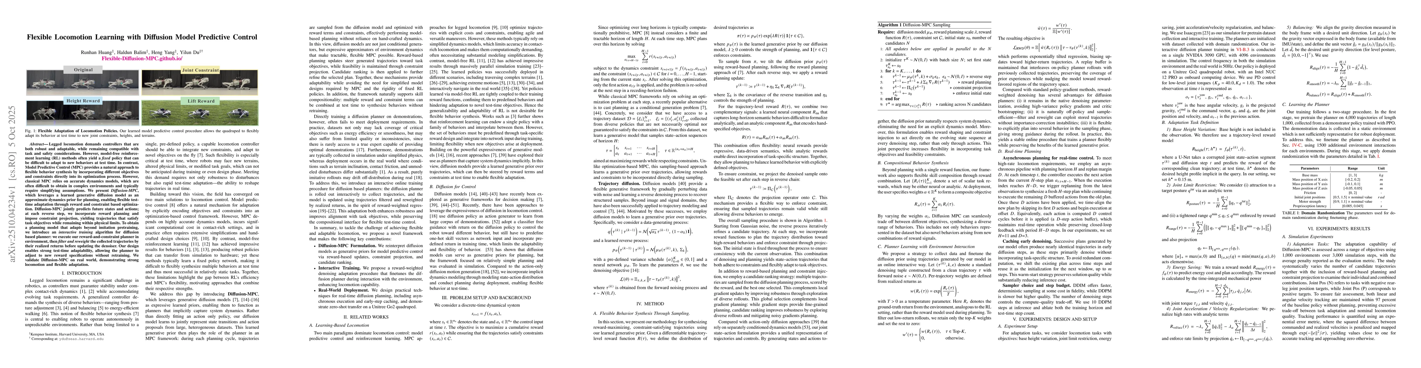 Thumbnail for Flexible Locomotion Learning with Diffusion Model Predictive Control