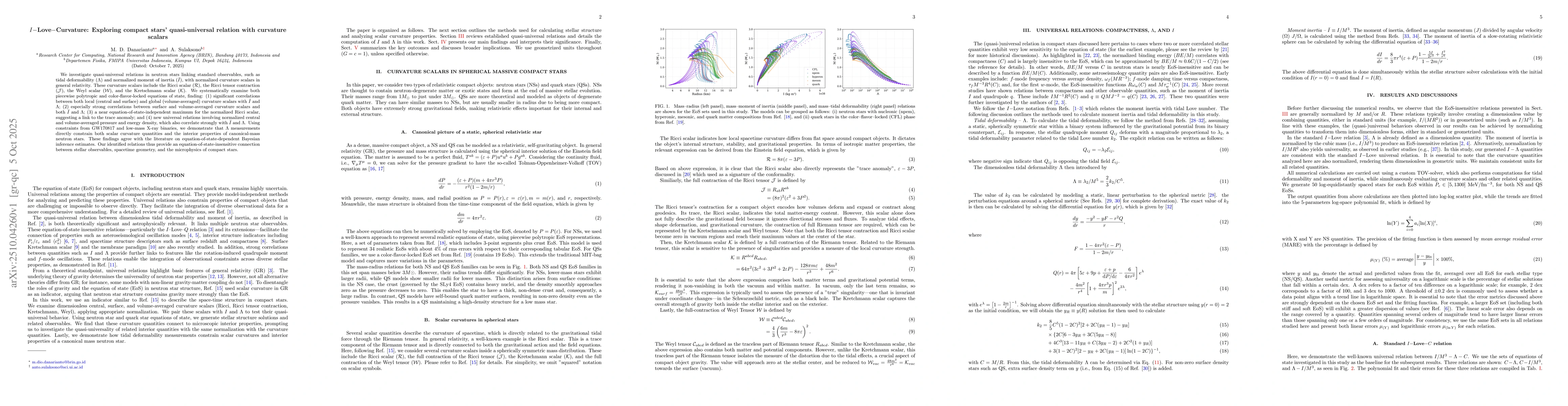 Thumbnail for $I-$Love$-$Curvature: Exploring compact stars' quasi-universal relation
  with curvature scalars