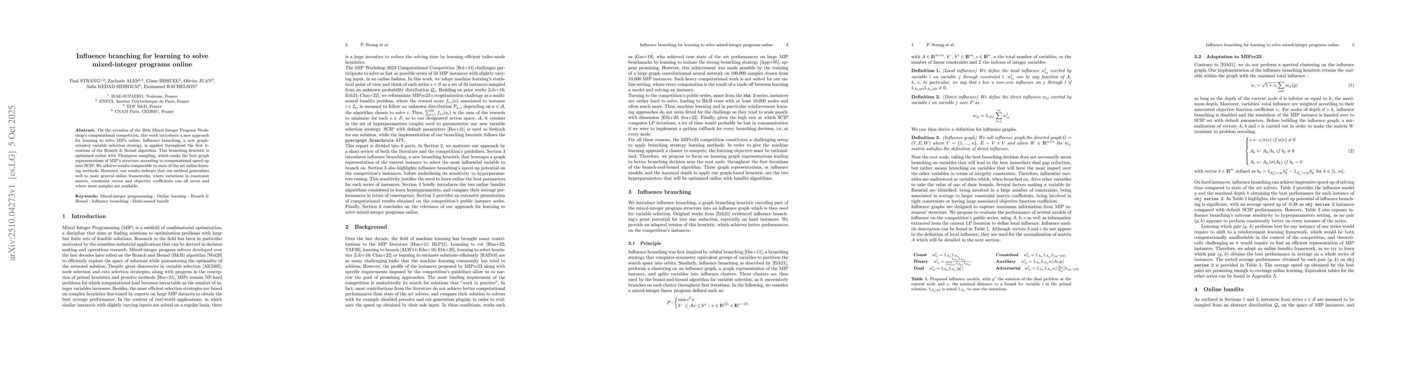 Thumbnail for Influence branching for learning to solve mixed-integer programs online
