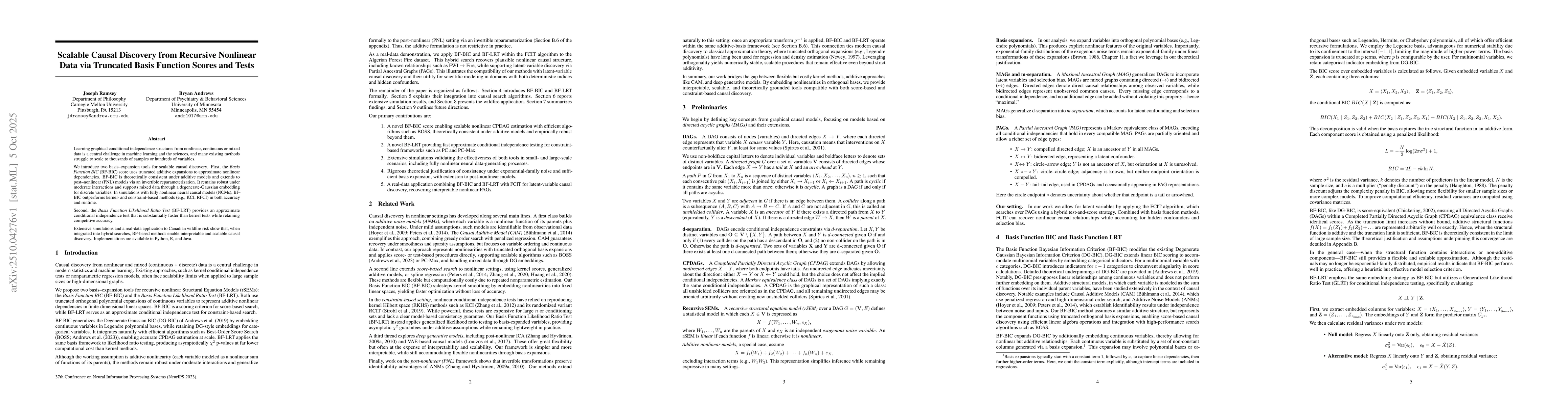 Thumbnail for Scalable Causal Discovery from Recursive Nonlinear Data via Truncated
  Basis Function Scores and Tests