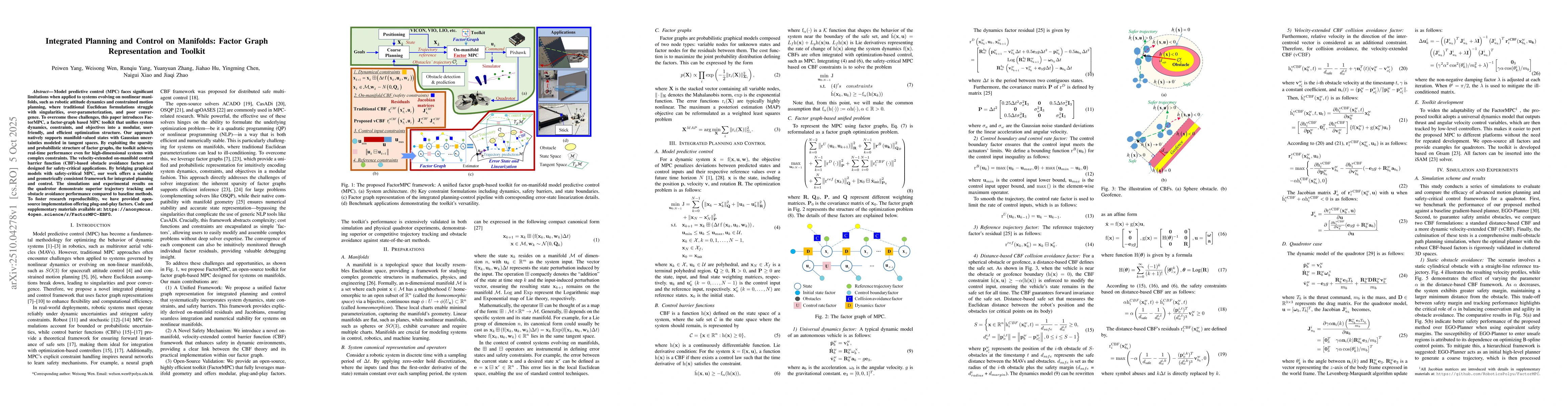 Thumbnail for Integrated Planning and Control on Manifolds: Factor Graph
  Representation and Toolkit