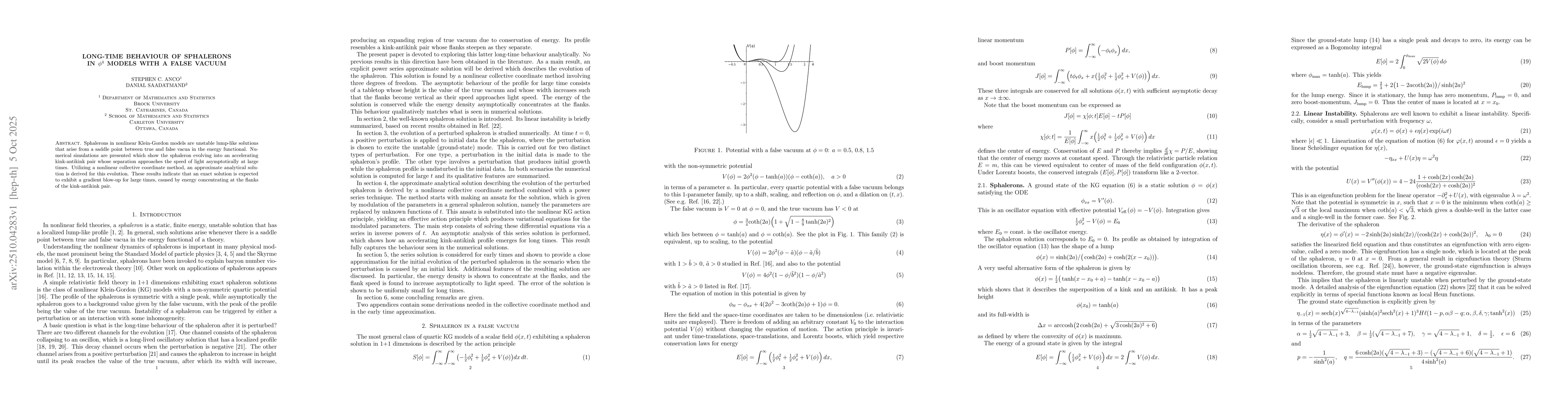 Thumbnail for Long-time behaviour of sphalerons in $φ^4$ models with a false vacuum