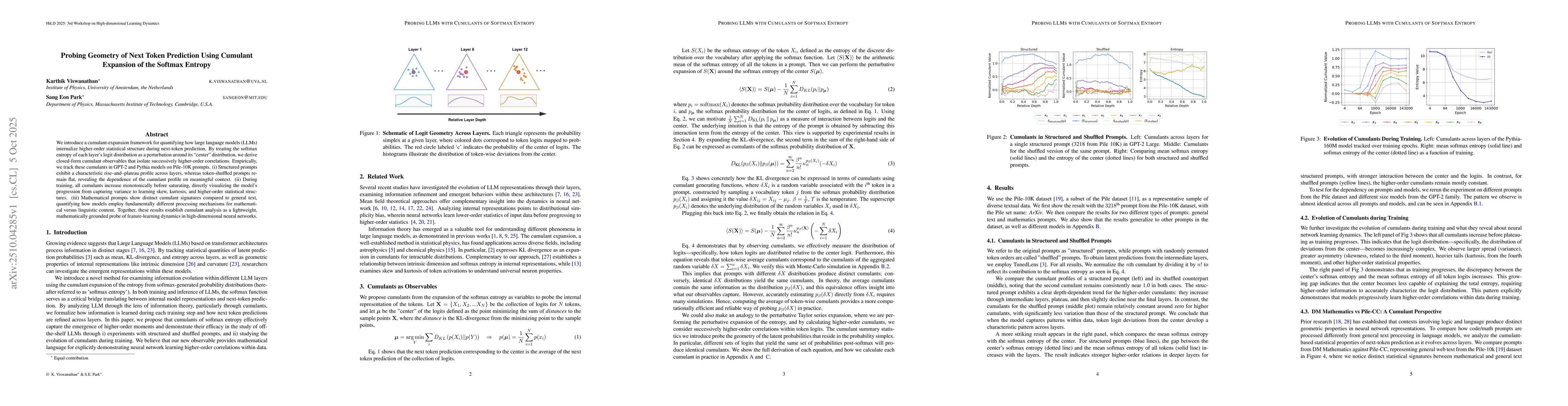 Thumbnail for Probing Geometry of Next Token Prediction Using Cumulant Expansion of
  the Softmax Entropy