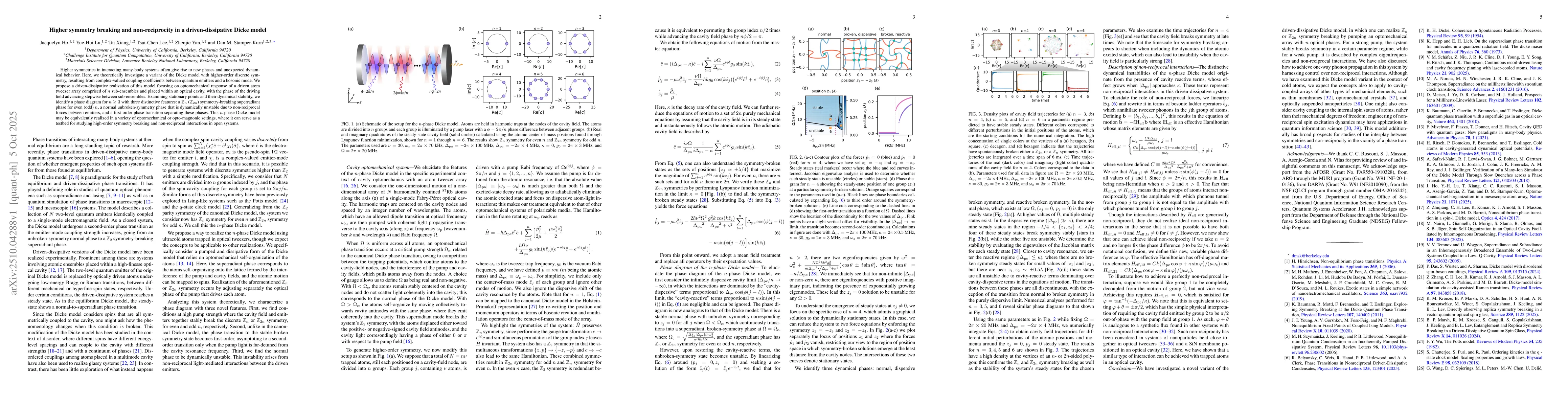 Thumbnail for Higher symmetry breaking and non-reciprocity in a driven-dissipative
  Dicke model