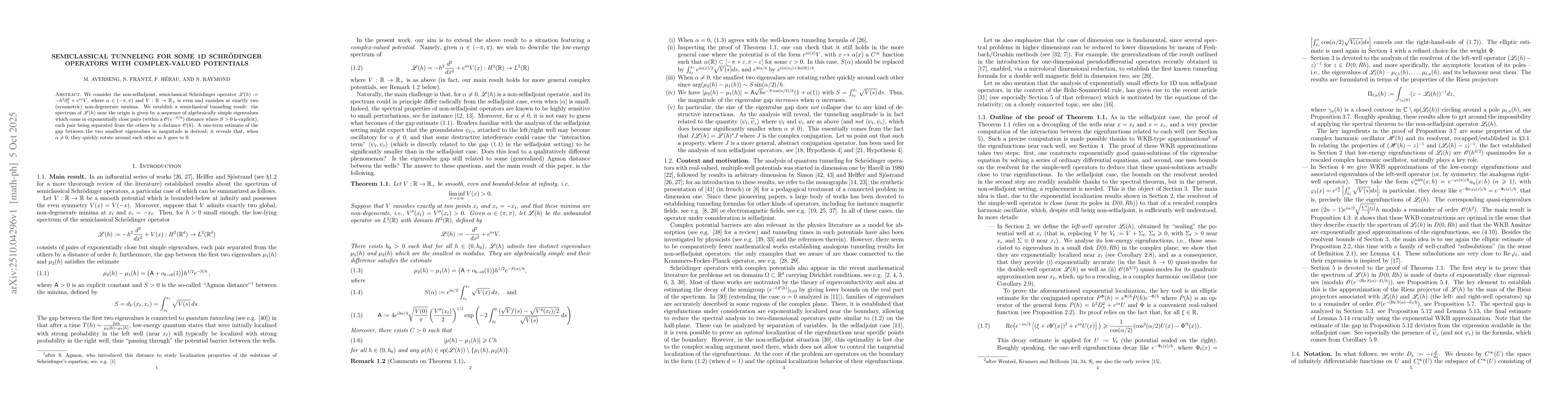 Thumbnail for Semiclassical tunneling for some 1D Schrödinger operators with
  complex-valued potentials