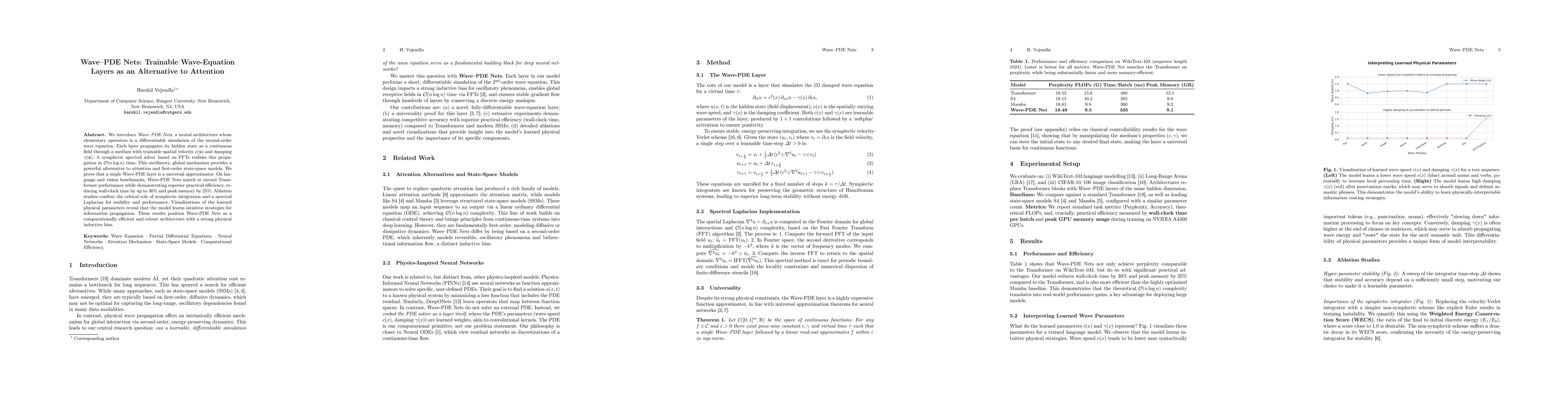 Thumbnail for Wave-PDE Nets: Trainable Wave-Equation Layers as an Alternative to
  Attention