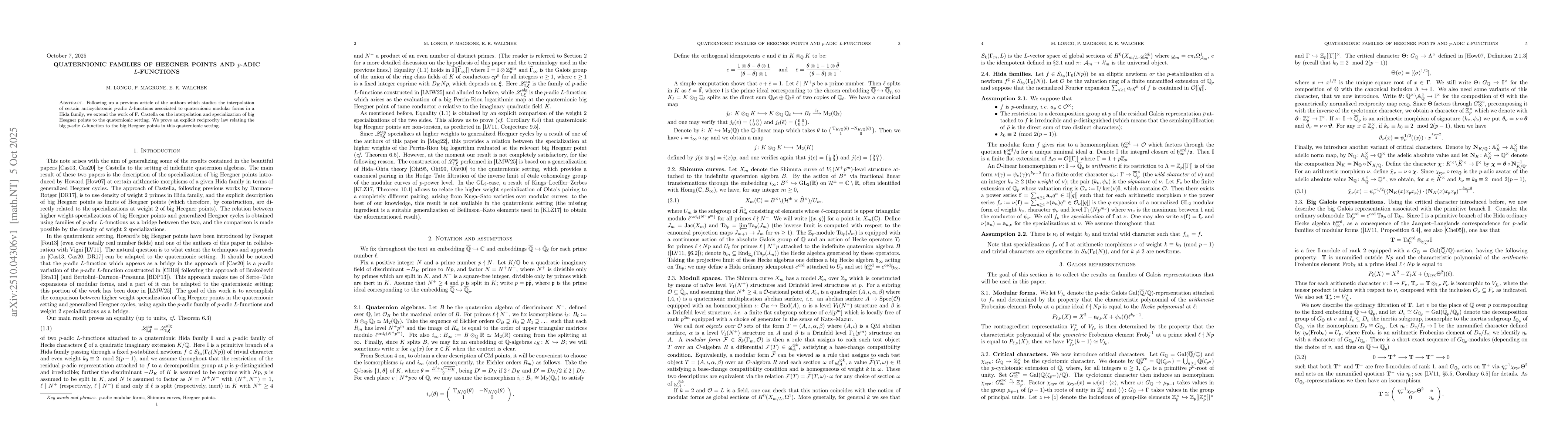 Thumbnail for Quaternionic families of Heegner points and $p$-adic $L$-functions