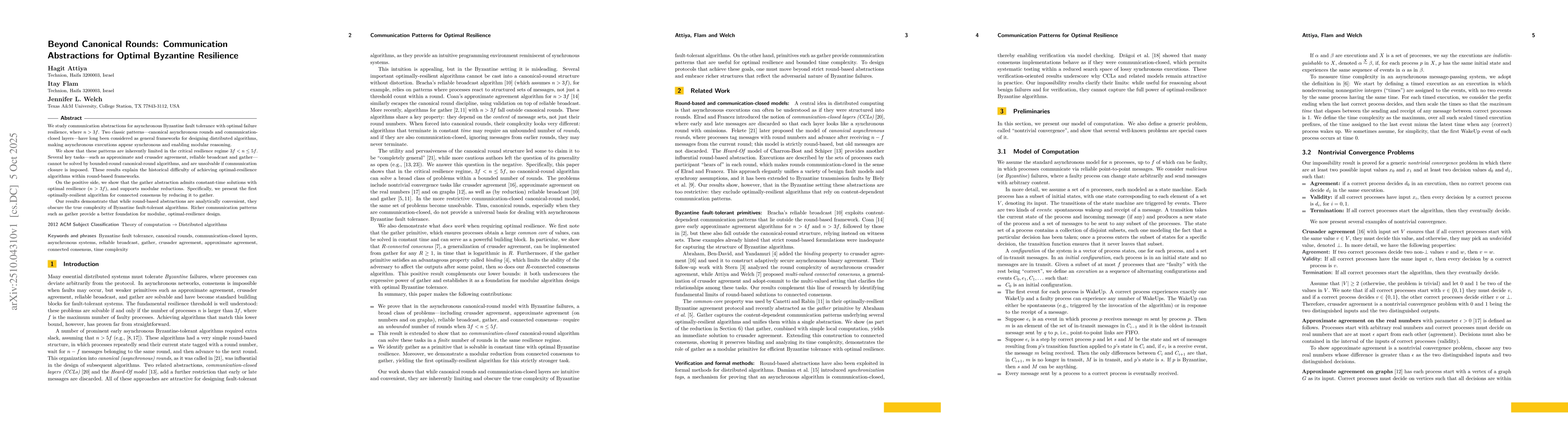 Thumbnail for Beyond Canonical Rounds: Communication Abstractions for Optimal
  Byzantine Resilience