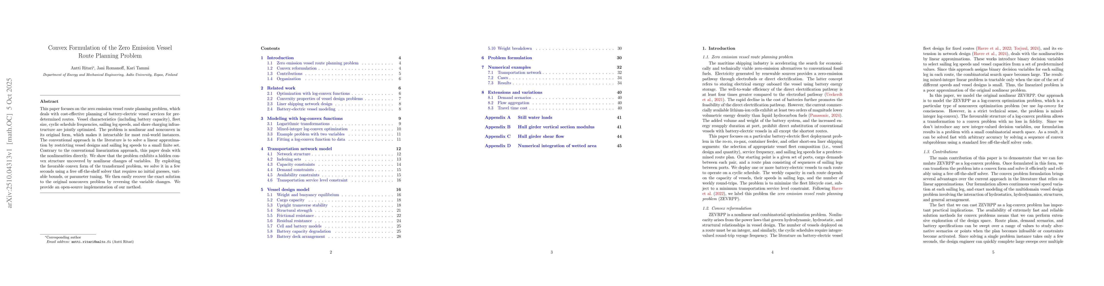 Thumbnail for Convex Formulation of the Zero Emission Vessel Route Planning Problem