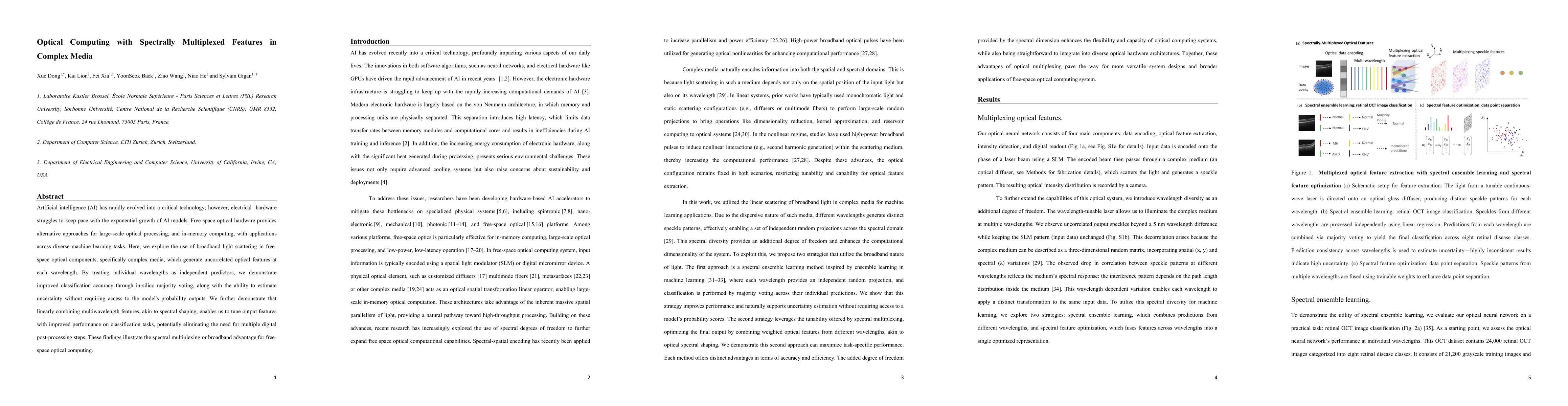 Thumbnail for Optical Computing with Spectrally Multiplexed Features in Complex Media