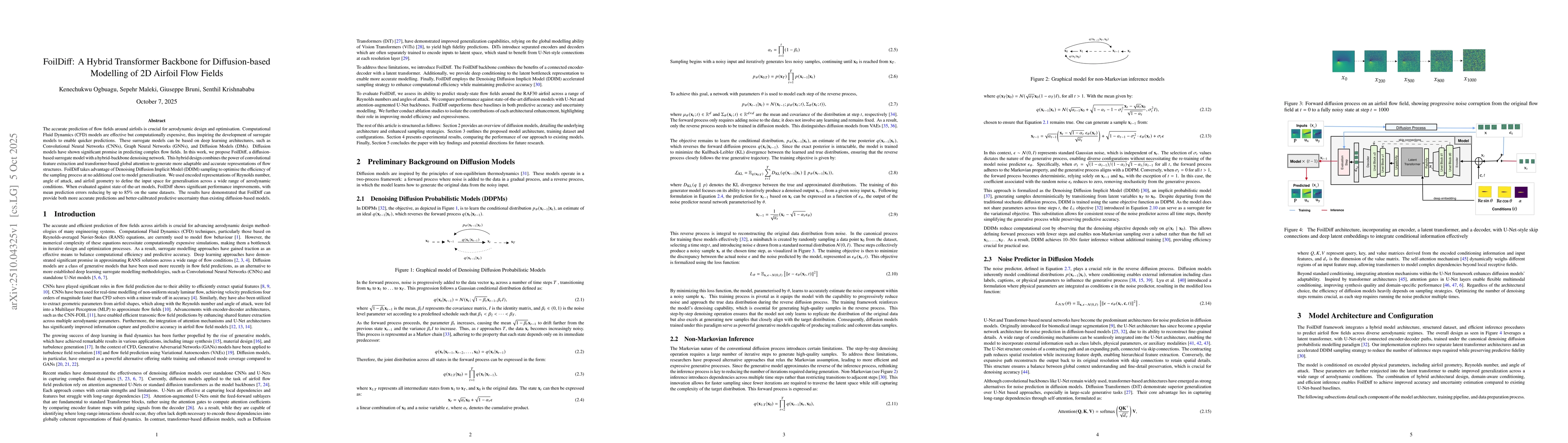 Thumbnail for FoilDiff: A Hybrid Transformer Backbone for Diffusion-based Modelling of
  2D Airfoil Flow Fields