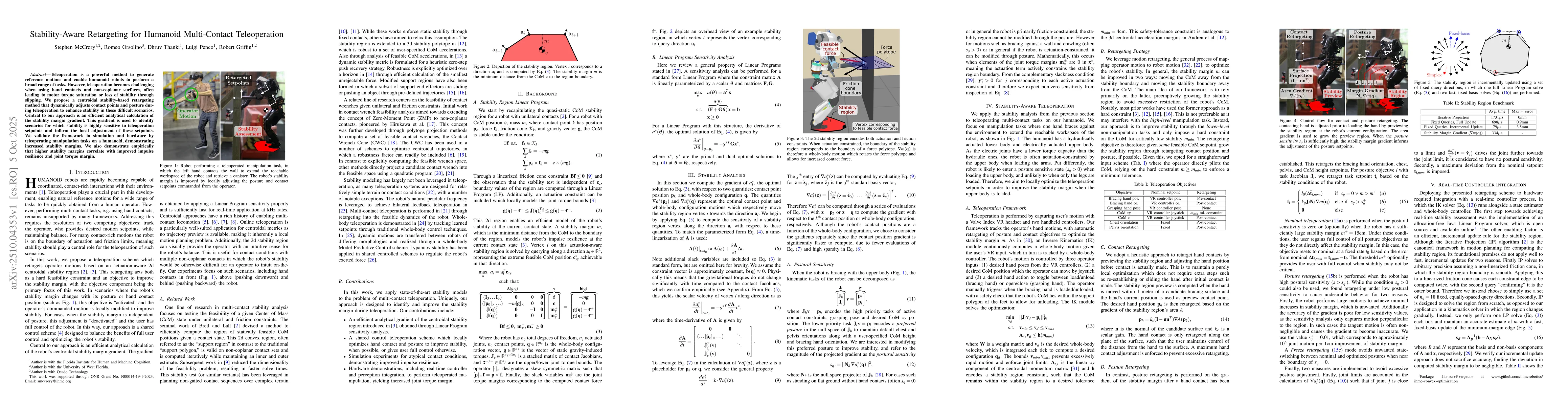 Thumbnail for Stability-Aware Retargeting for Humanoid Multi-Contact Teleoperation