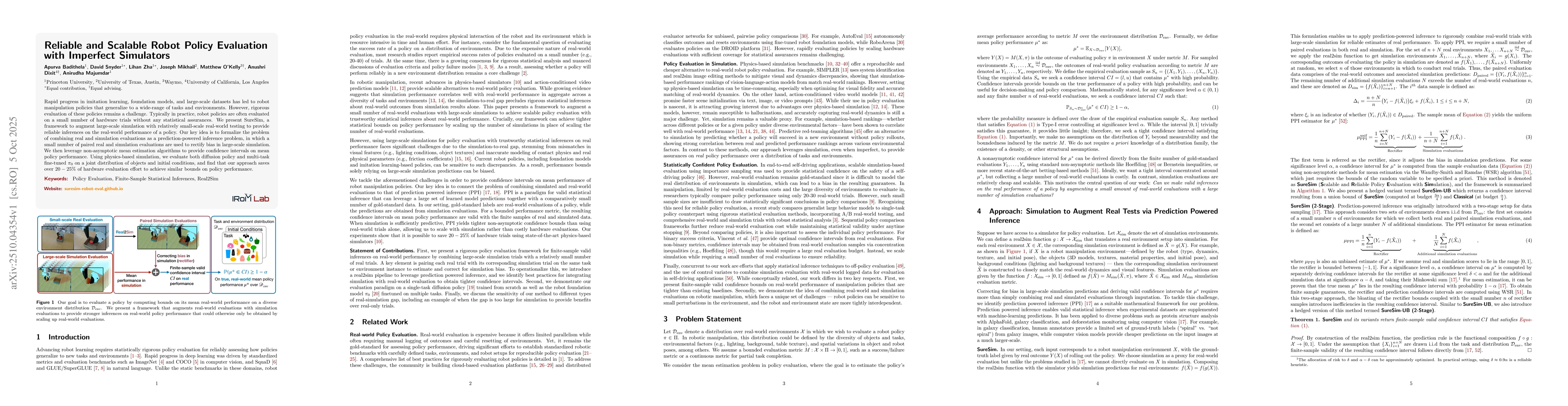 Thumbnail for Reliable and Scalable Robot Policy Evaluation with Imperfect Simulators
