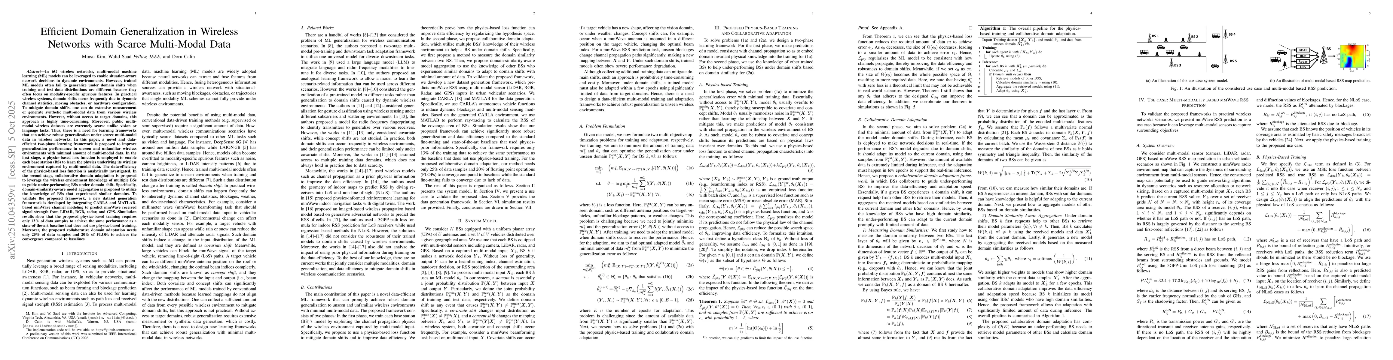 Thumbnail for Efficient Domain Generalization in Wireless Networks with Scarce
  Multi-Modal Data