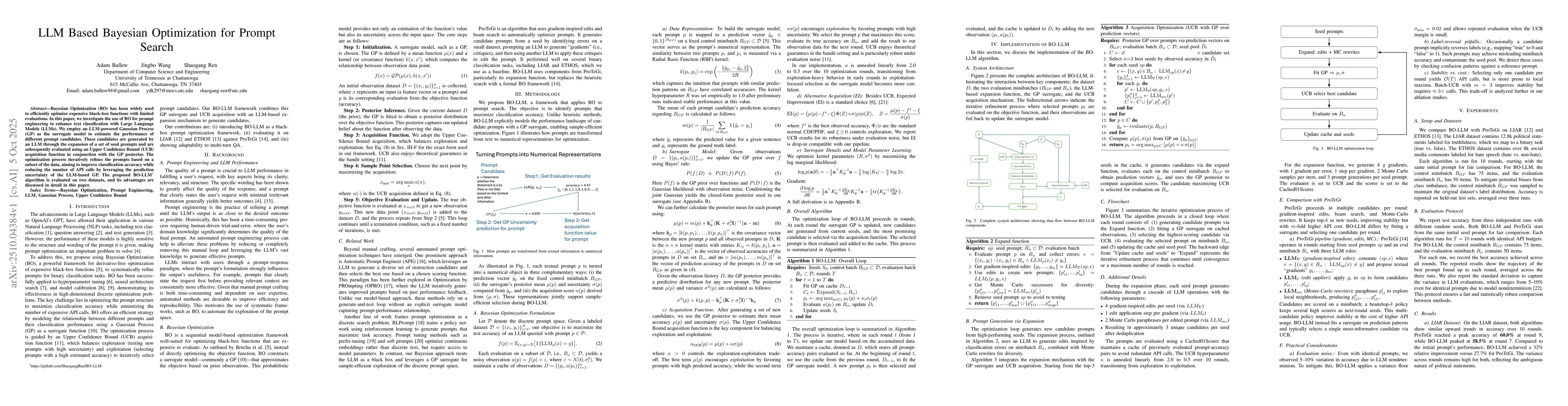 Thumbnail for LLM Based Bayesian Optimization for Prompt Search
