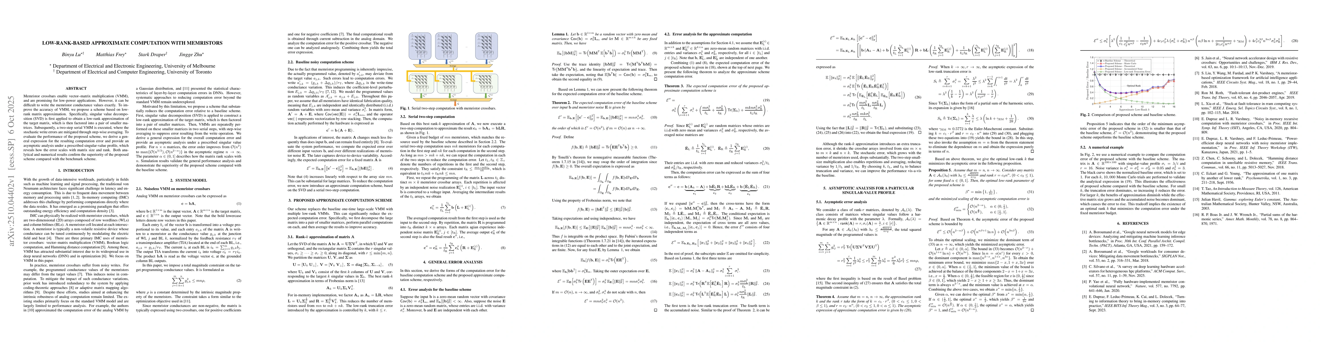 Thumbnail for Low-Rank-Based Approximate Computation with Memristors