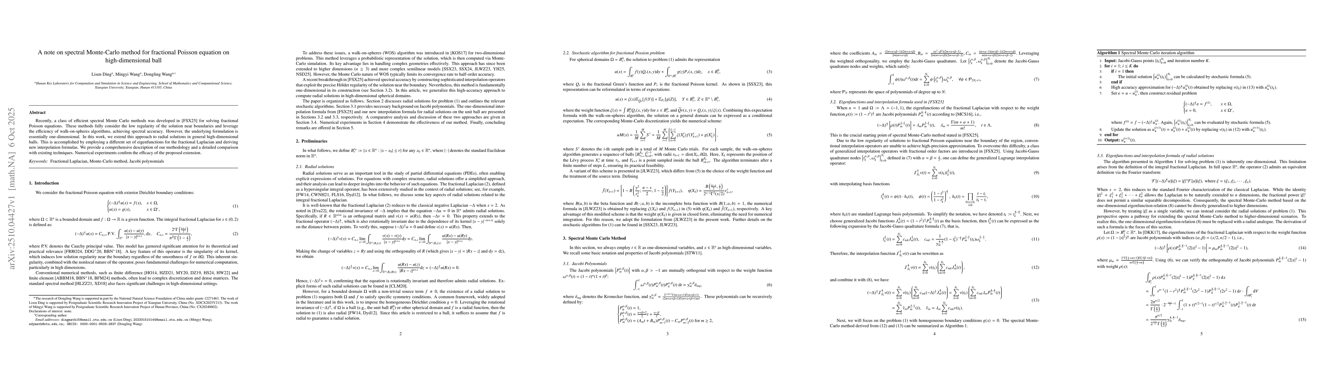 Thumbnail for A note on spectral Monte-Carlo method for fractional Poisson equation on
  high-dimensional ball