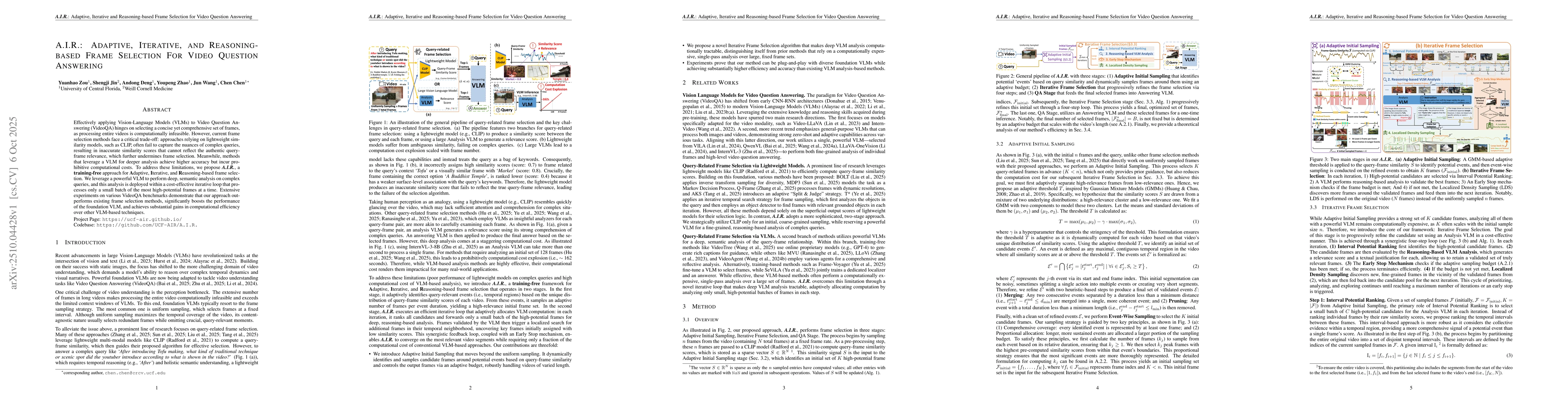 Thumbnail for A.I.R.: Enabling Adaptive, Iterative, and Reasoning-based Frame
  Selection For Video Question Answering