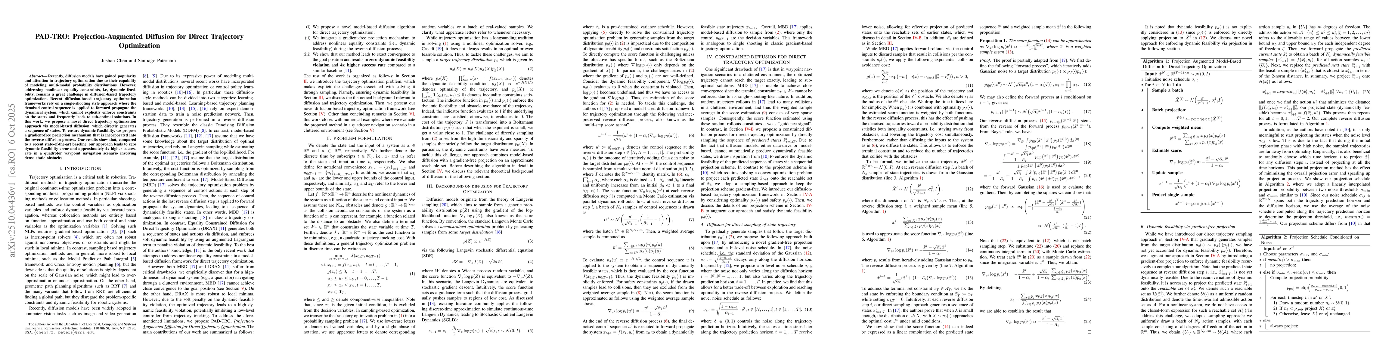 Thumbnail for PAD-TRO: Projection-Augmented Diffusion for Direct Trajectory
  Optimization