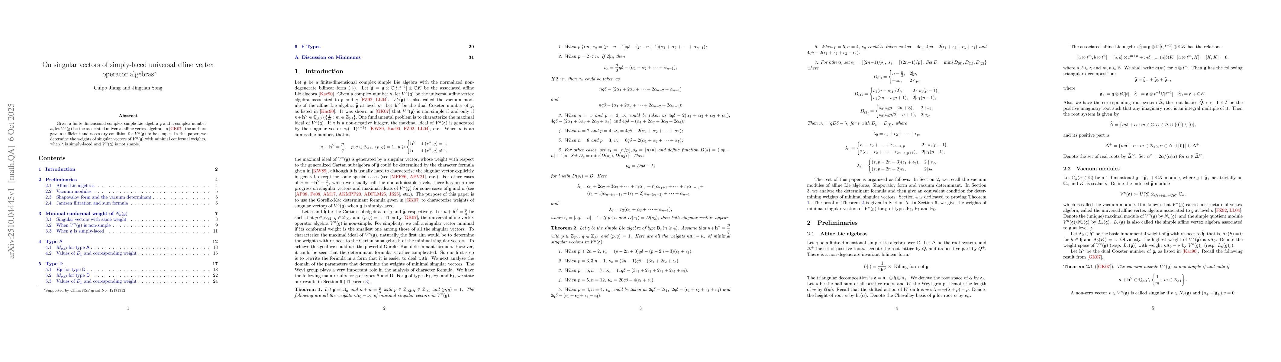 Thumbnail for On singular vectors of simply-laced universal affine vertex operator
  algebras