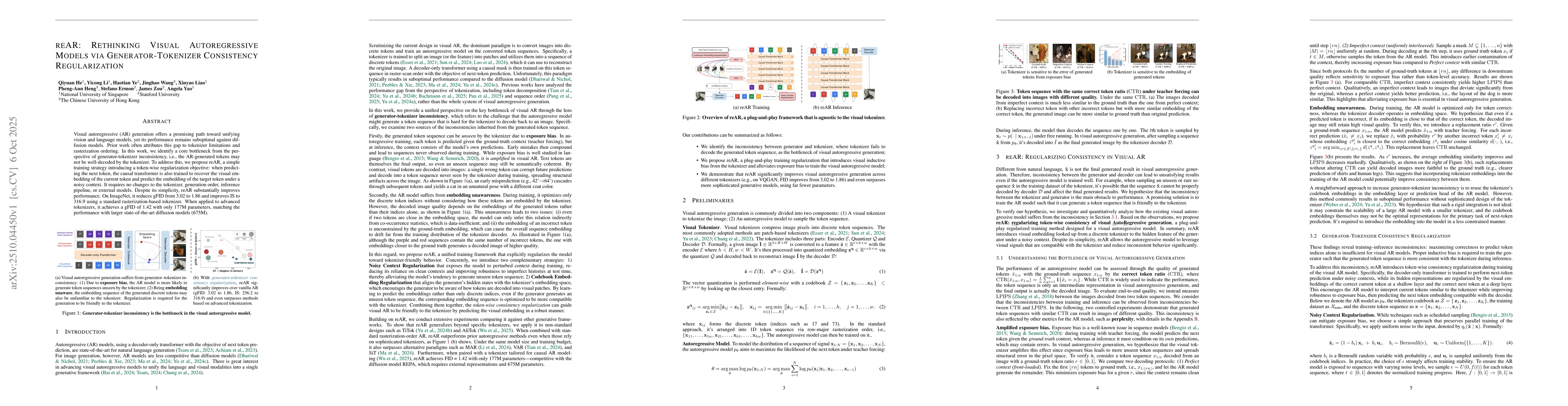 Thumbnail for REAR: Rethinking Visual Autoregressive Models via Generator-Tokenizer
  Consistency Regularization