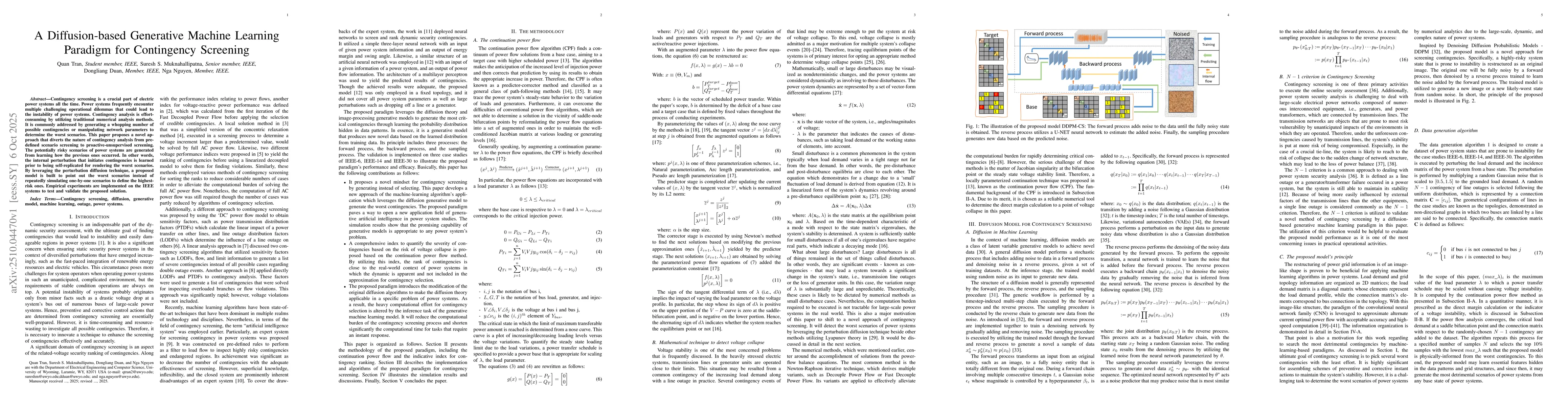 Thumbnail for A Diffusion-based Generative Machine Learning Paradigm for Contingency
  Screening