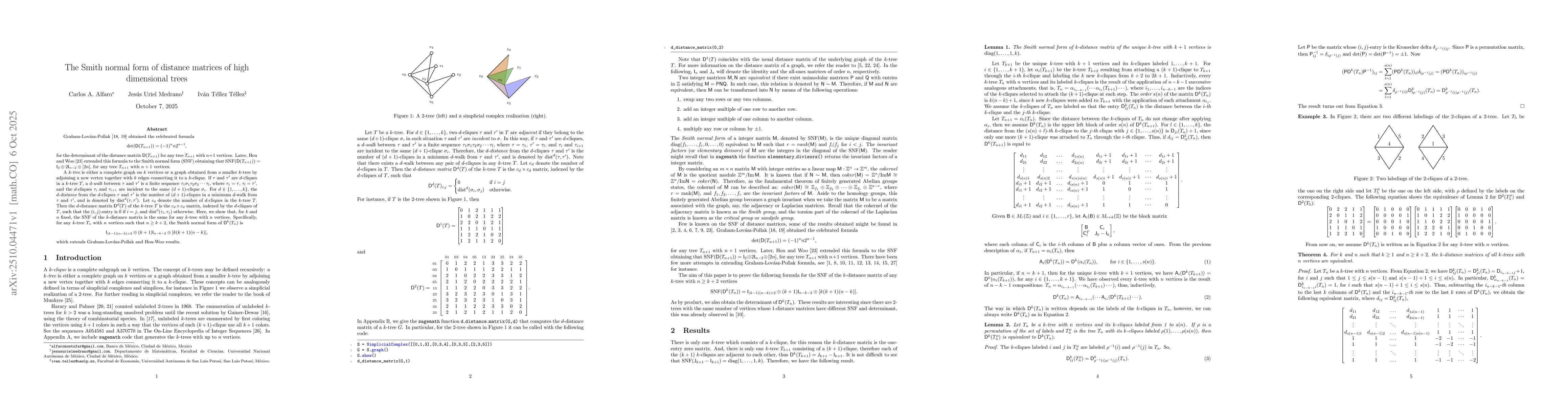 Thumbnail for The Smith normal form of distance matrices of high dimensional trees