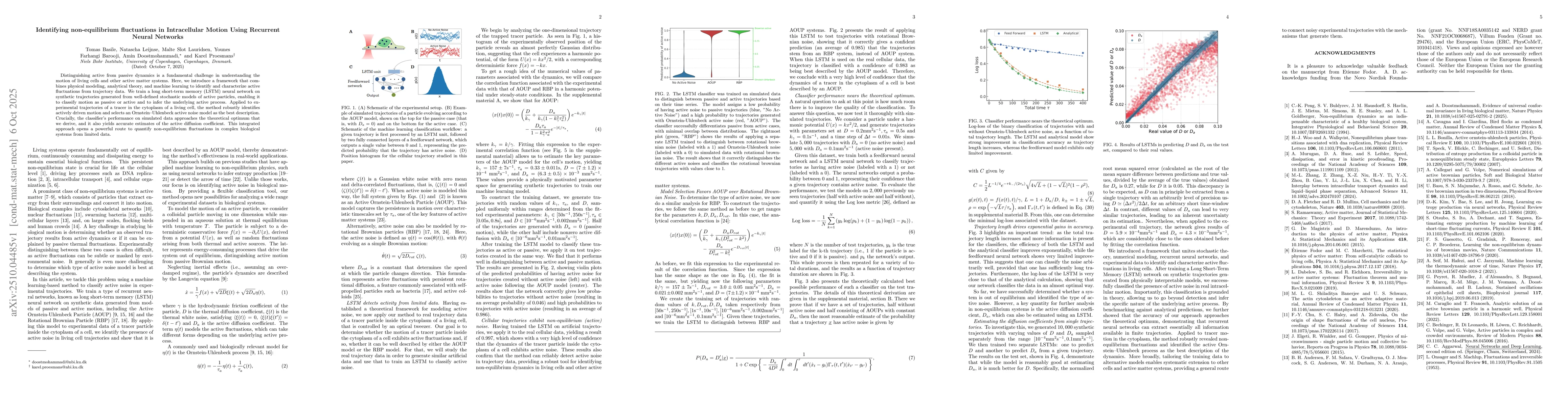 Thumbnail for Identifying non-equilibrium fluctuations in Intracellular Motion Using
  Recurrent Neural Networks
