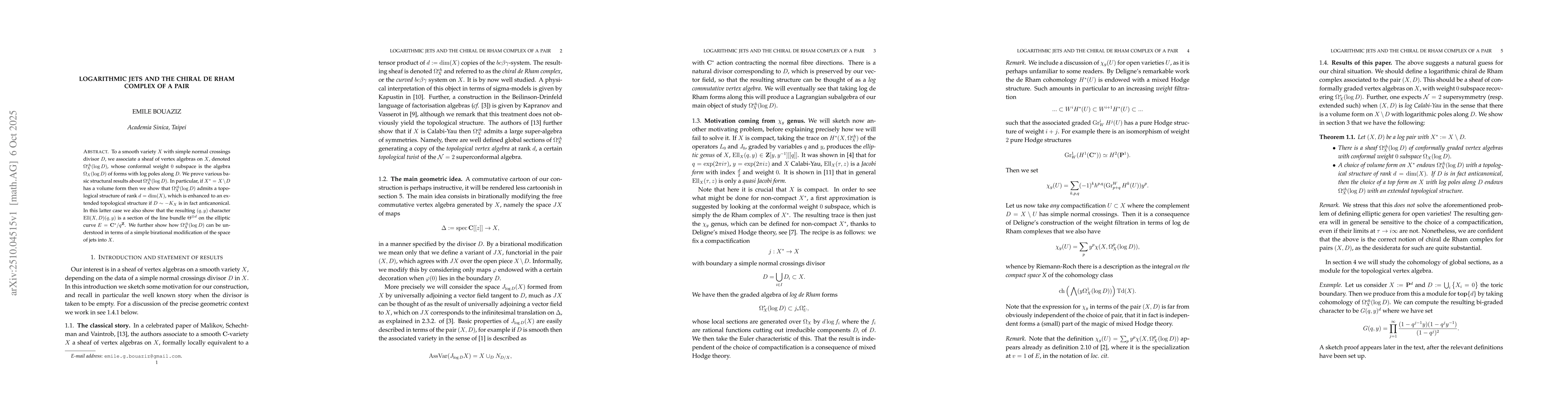 Thumbnail for Logarithmic jets and the chiral de Rham complex of a pair