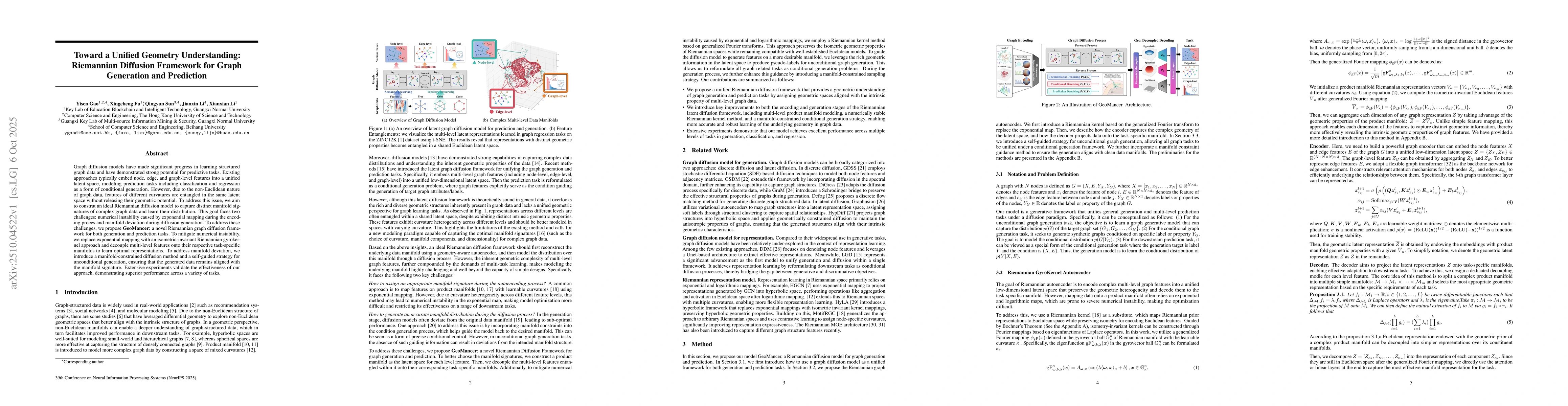 Thumbnail for Toward a Unified Geometry Understanding: Riemannian Diffusion Framework
  for Graph Generation and Prediction