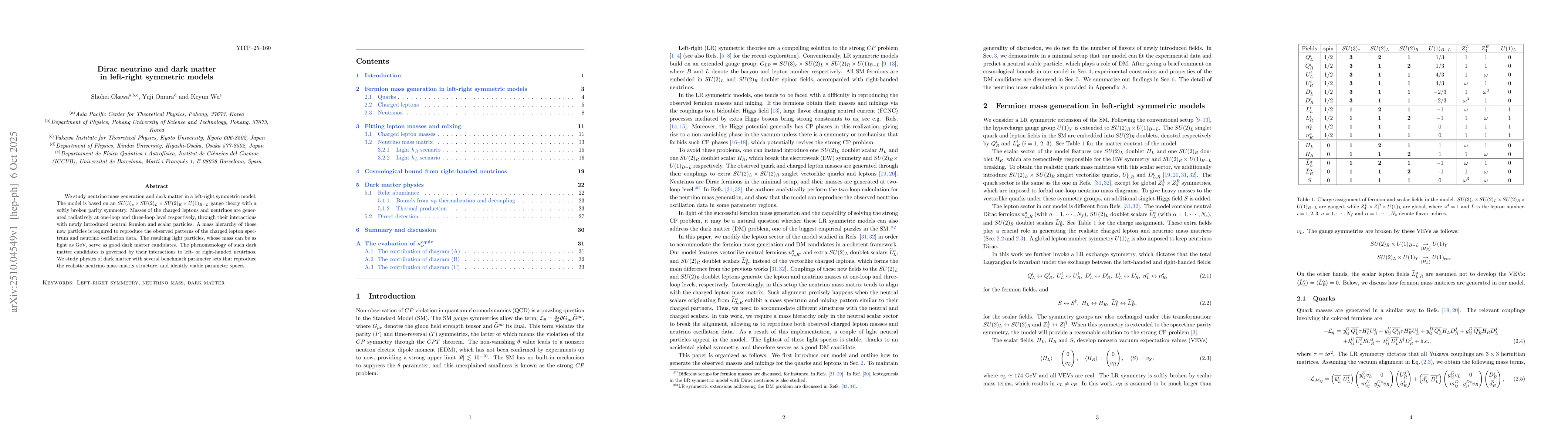 Thumbnail for Dirac neutrino and dark matter in left-right symmetric models