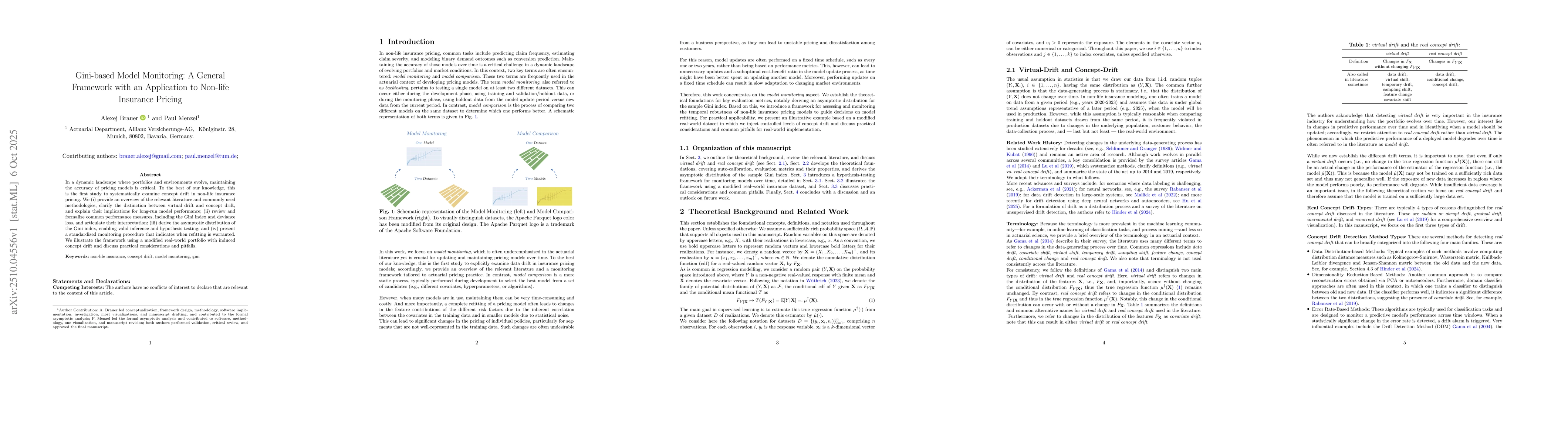 Thumbnail for Gini-based Model Monitoring: A General Framework with an Application to
  Non-life Insurance Pricing