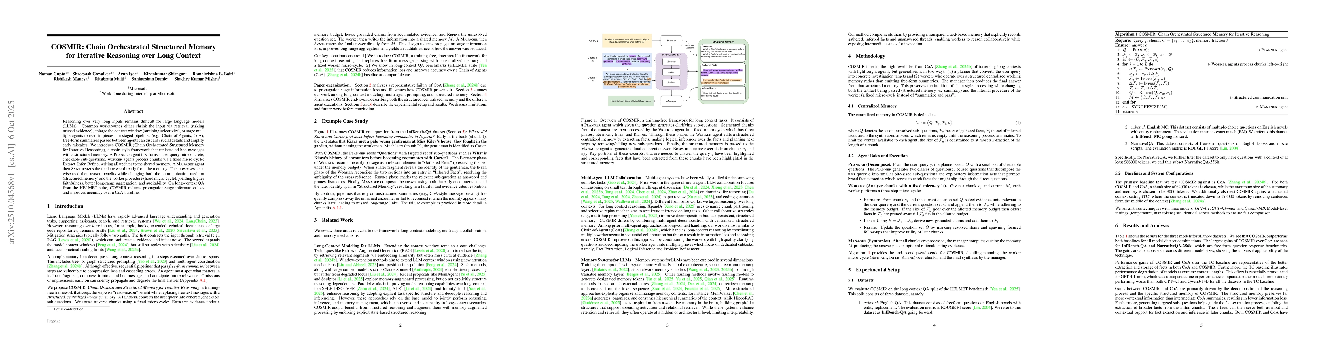 Thumbnail for COSMIR: Chain Orchestrated Structured Memory for Iterative Reasoning
  over Long Context