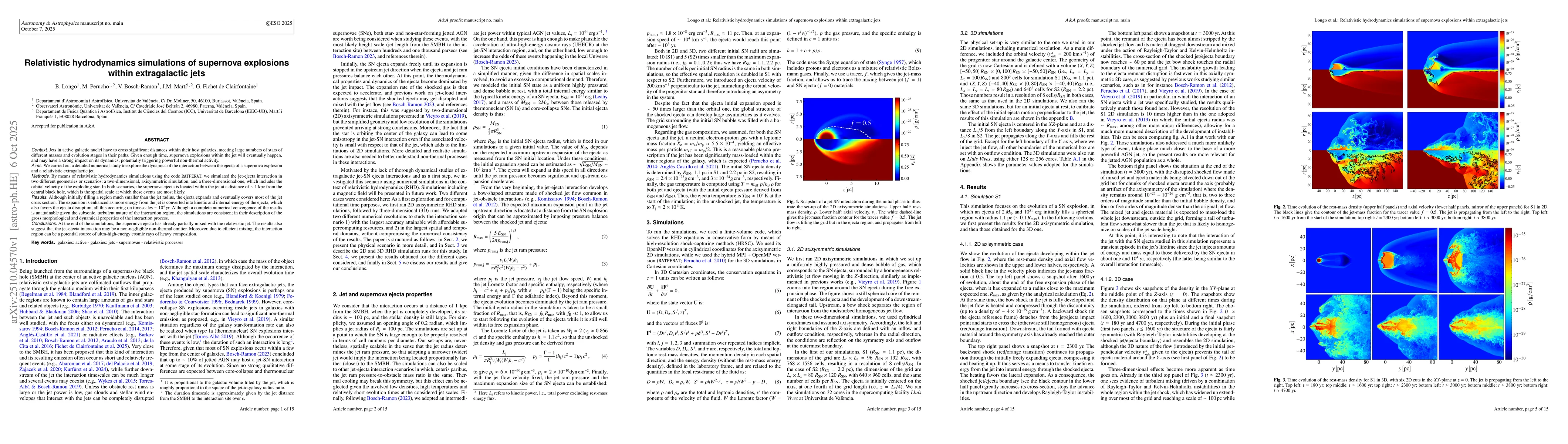 Thumbnail for Relativistic hydrodynamics simulations of supernova explosions within
  extragalactic jets