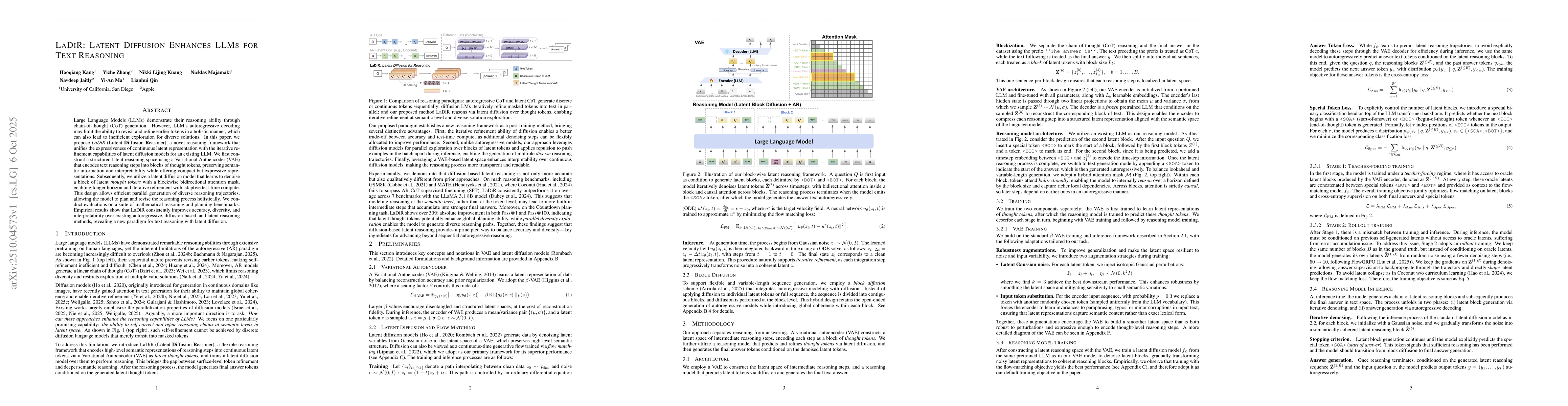 Thumbnail for LaDiR: Latent Diffusion Enhances LLMs for Text Reasoning