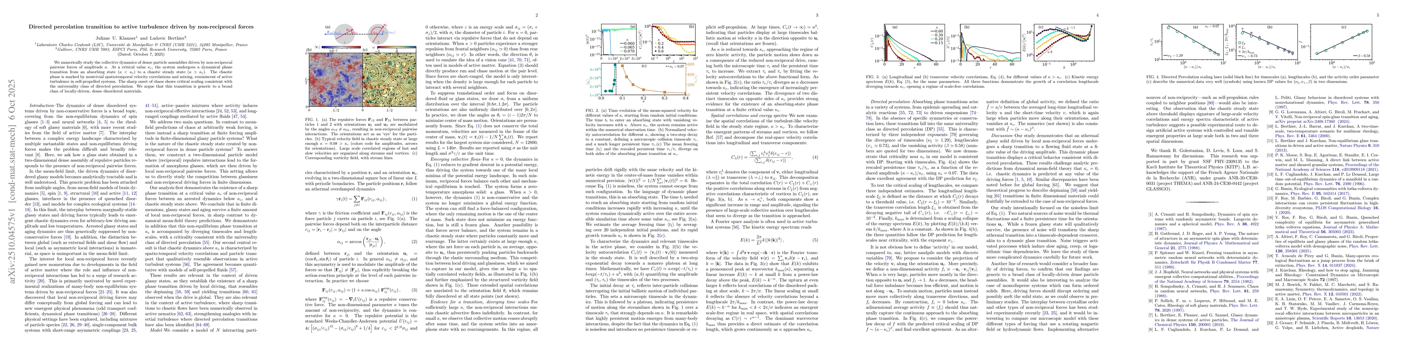 Thumbnail for Directed percolation transition to active turbulence driven by
  non-reciprocal forces