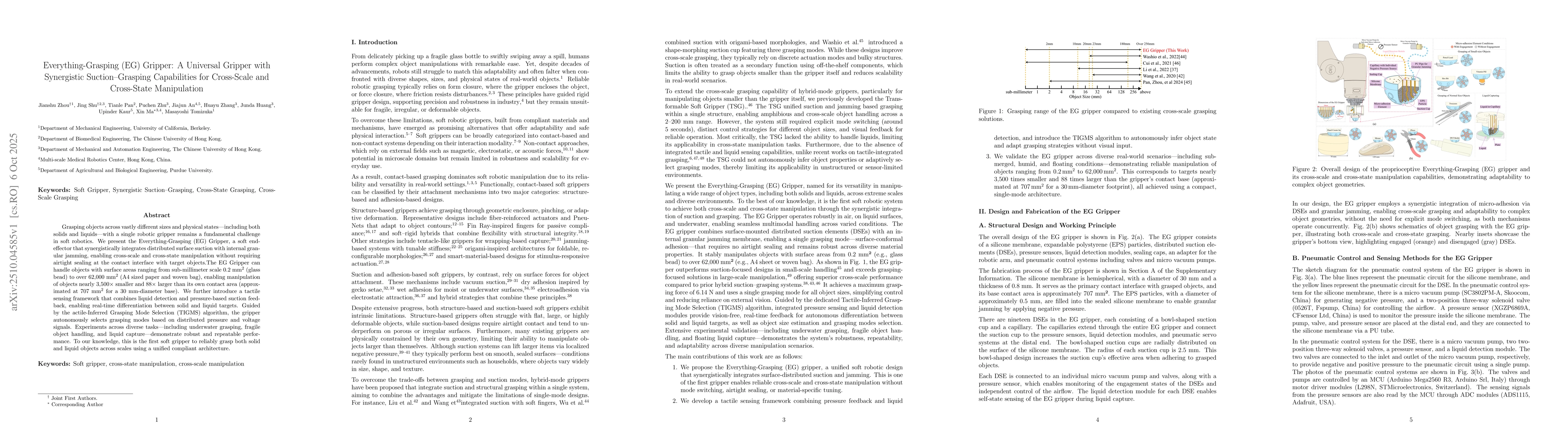 Thumbnail for Everything-Grasping (EG) Gripper: A Universal Gripper with Synergistic
  Suction-Grasping Capabilities for Cross-Scale and Cross-State Manipulation