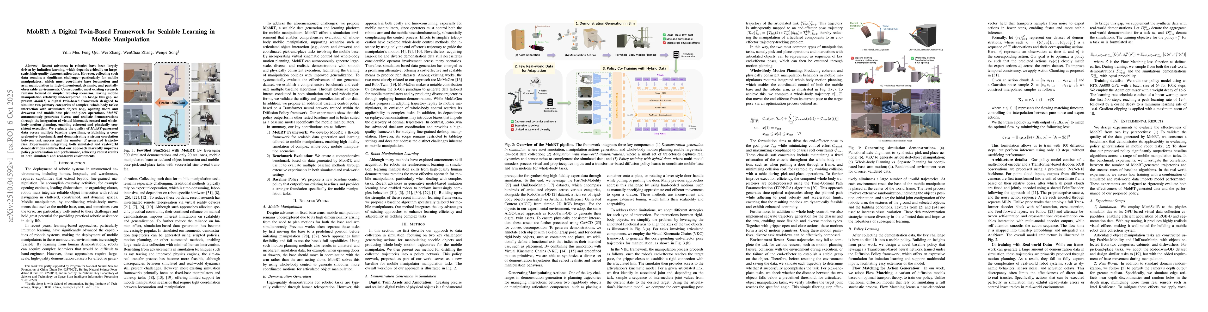 Thumbnail for MobRT: A Digital Twin-Based Framework for Scalable Learning in Mobile
  Manipulation