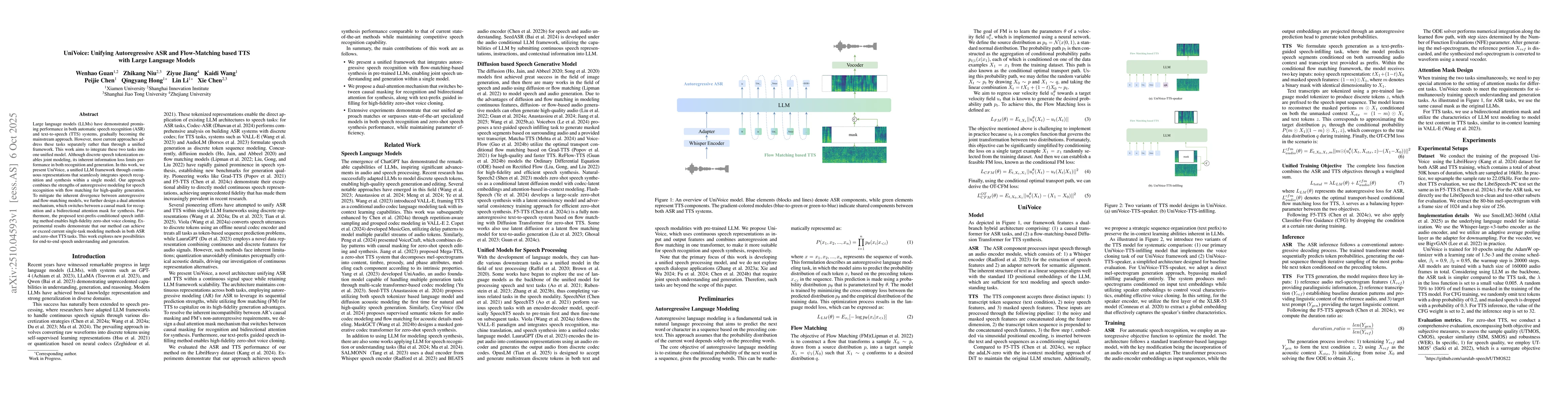 Thumbnail for UniVoice: Unifying Autoregressive ASR and Flow-Matching based TTS with
  Large Language Models