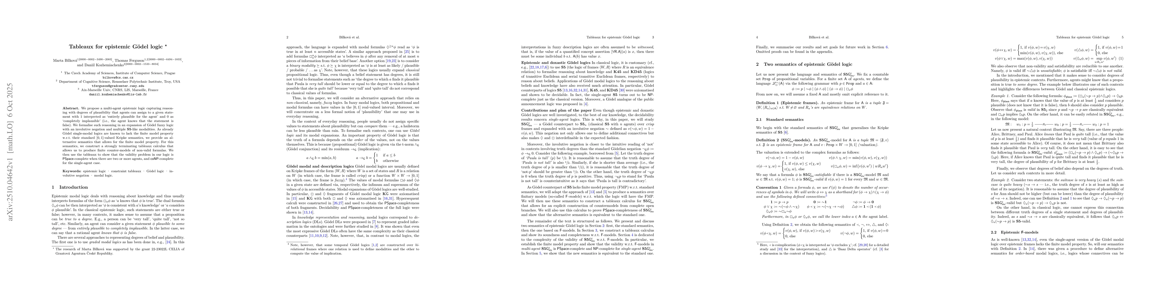 Thumbnail for Tableaux for epistemic Gödel logic