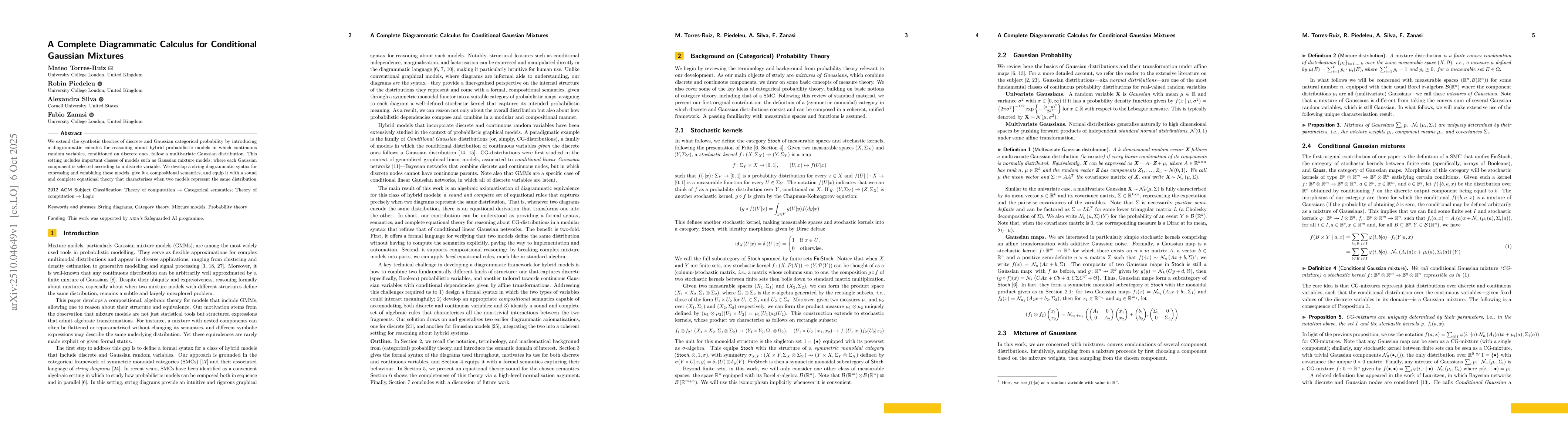 Thumbnail for A Complete Diagrammatic Calculus for Conditional Gaussian Mixtures