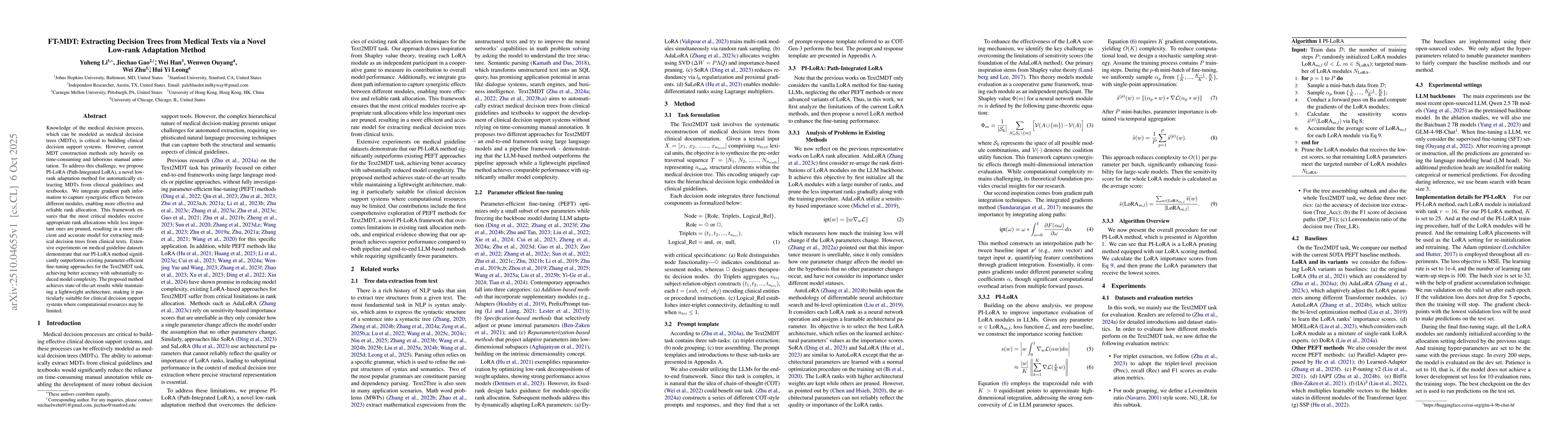 Thumbnail for FT-MDT: Extracting Decision Trees from Medical Texts via a Novel
  Low-rank Adaptation Method