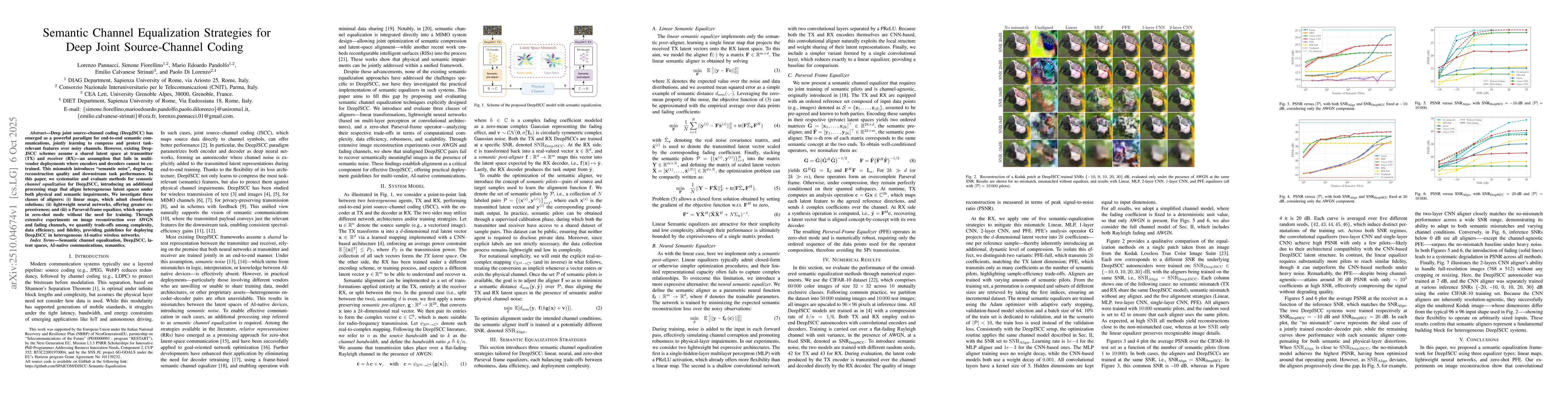 Thumbnail for Semantic Channel Equalization Strategies for Deep Joint Source-Channel
  Coding
